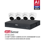 Dahua WizSense 4 Camera Kit: 4x 6MP 3X66 Turret, 8Ch AI NVR - K6084T