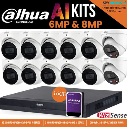 Dahua TiOC x 3X66 Security System: 2x TiOCs + 10x 6MP AI Cams, 16CH WizSense NVR + HDD