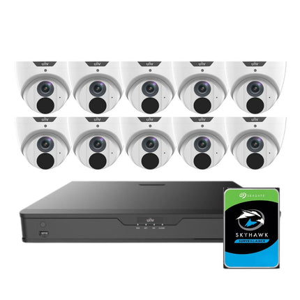 Uniview LightHunter Security System: 10x 6MP Turret Cams, 16CH 4K NVR + HDD