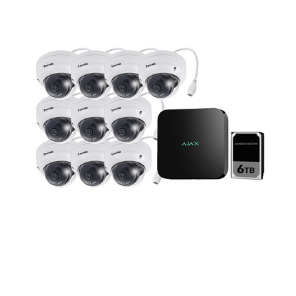 Ajax 16CH Black NVR Vivotek 5MP Fixed Dome Kit - KIT-AJAX-5MP16106D-B