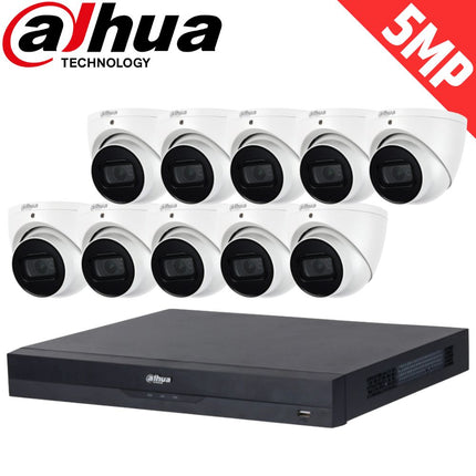 Dahua 16-Channel Security Kit: 16MP WizSense AI NVR, 10 X 5MP Lite Turret, Starlight, SMD