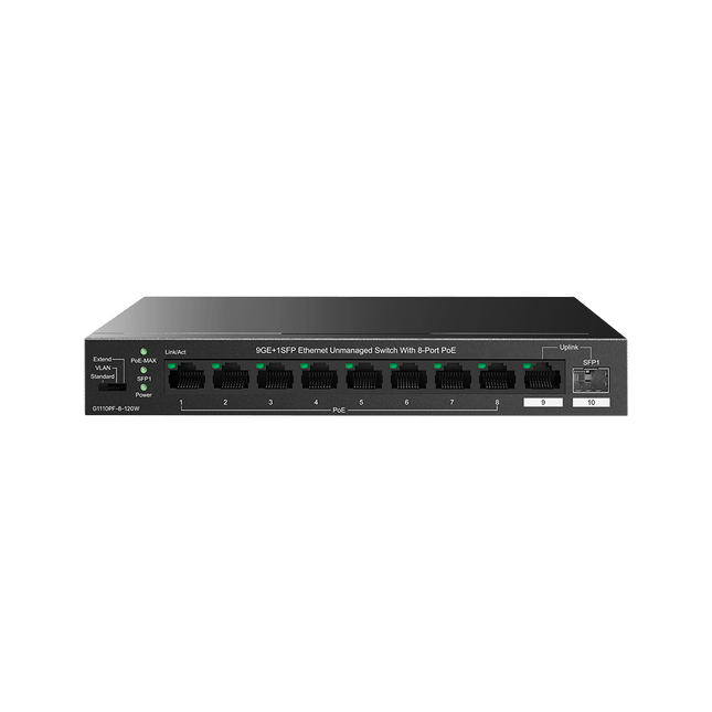 G1110PF-8-120W 9GE+1SFP Ethernet Switch With 8-Port PoE-IP-COM-World Wide Wireless