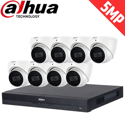 Dahua 8-Channel Security Kit: 16MP WizSense AI NVR, 8 X 5MP Lite Turret, Starlight, SMD