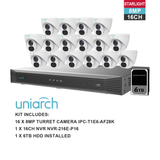 Uniarch K81616T 8MP 16CH Kit with 16 x Turret Cameras