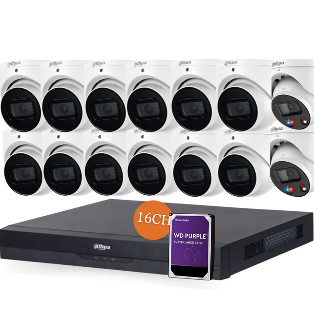 Dahua TiOC x 3X66 Security System: 2x TiOCs + 12x 6MP AI Cams, 16CH WizSense NVR + HDD