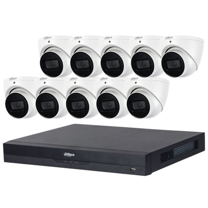 Dahua 16-Channel Security Kit: 16MP WizSense AI NVR, 10 X 5MP Lite Turret, Starlight, SMD