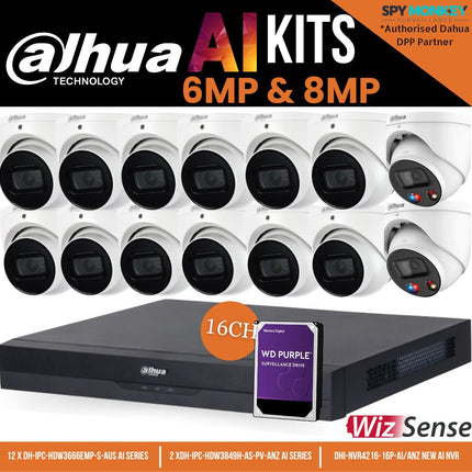 Dahua TiOC x 3X66 Security System: 2x TiOCs + 12x 6MP AI Cams, 16CH WizSense NVR + HDD