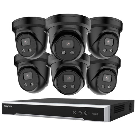 Hikvision Security Kit: 6x 8MP Black Turret, Acusense, 4CH NVR, HDD - HK-O6