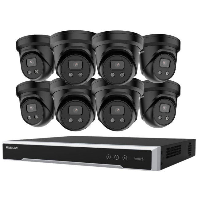 Hikvision Security Kit: 8x 8MP Black Turret, Acusense, 4CH NVR, HDD - HK-O8