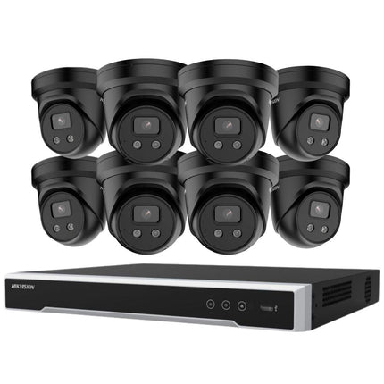 Hikvision Security Kit: 8x 8MP Black Turret, Acusense, Liveguard, 4CH NVR, HDD - HK-S8