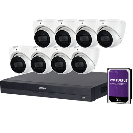 Dahua 8-Channel Security Kit: 16MP WizSense AI NVR, 8 X 5MP Lite Turret, Starlight, SMD