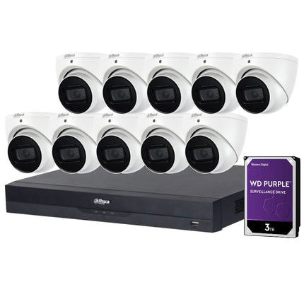 Dahua 16-Channel Security Kit: 16MP WizSense AI NVR, 10 X 5MP Lite Turret, Starlight, SMD