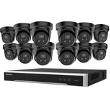 Hikvision Security Kit: 12x 8MP Black Turret, Acusense, Liveguard, 4CH NVR, HDD - HK-S12