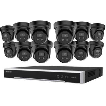 Hikvision Security Kit: 10x 8MP Black Turret, Acusense, 4CH NVR, HDD - HK-O10