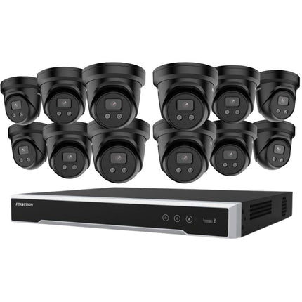 Hikvision Security Kit: 12x 6MP Black Turret, Acusense, Liveguard, 4CH NVR, HDD - HK-E12