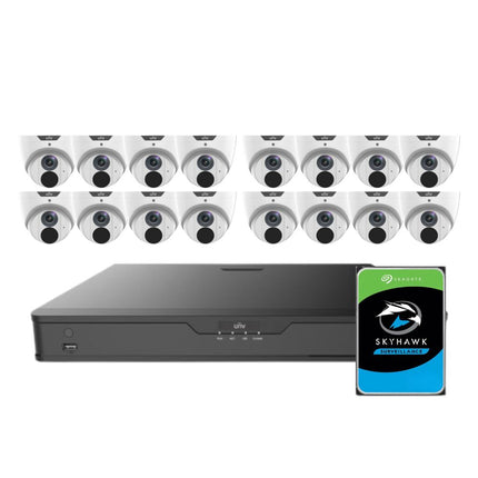 Uniview LightHunter Security System: 16x 6MP Turret Cams, 16CH 4K NVR + HDD