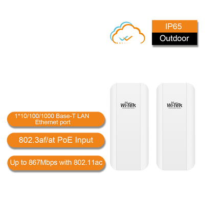 Wi-Tek WI-CPE800-KIT V2 5km Outdoor 867Mbps Wireless Point-To-Point CPE Kit