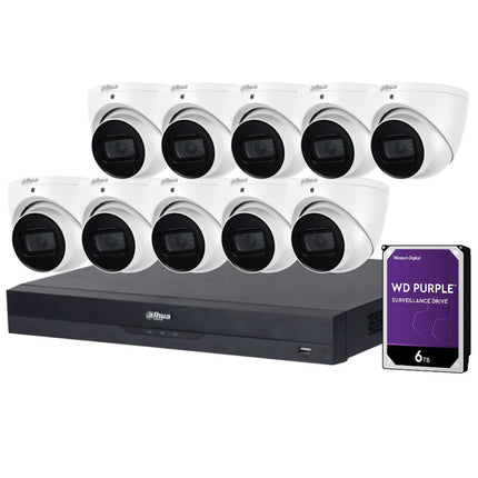 Dahua 16-Channel Security Kit: 16MP WizSense AI NVR, 10 X 5MP Lite Turret, Starlight, SMD