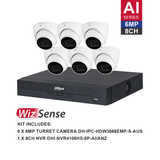 Dahua WizSense 6 Camera Kit: 6x 6MP 3X66 Turret, 8Ch AI NVR - K6086T