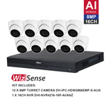 Dahua WizSense 10 Camera Kit: 10x 8MP 3X66 Turret, 16Ch AI NVR - K81610T