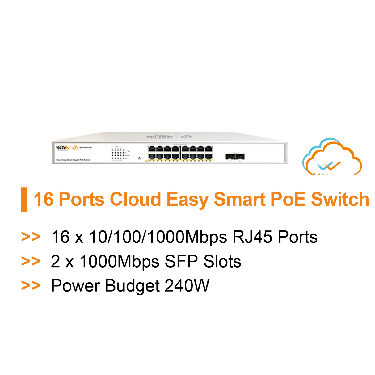 Wi-Tek WI-PCES318GF V2 Cloud Easy Smart 16 Ports PoE Switch