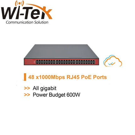 Wi-Tek 48GE Full Giga 48 Port PoE Switch - WI-PS348G