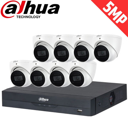 Dahua 8-Channel Security Kit: 16MP WizSense AI NVR, 8 X 5MP Lite Turret, Starlight, SMD