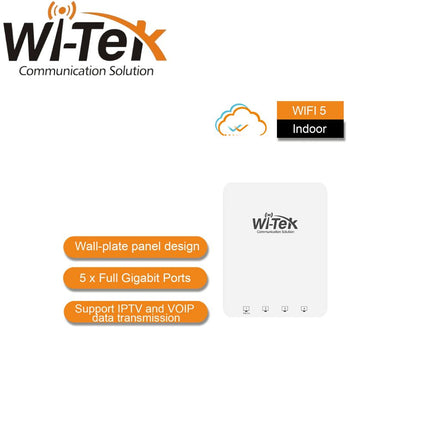 Wi-Tek Wi-Fi 5 1300Mbps Gigabit Wall-plate Wireless Access Point - WI-AP417P