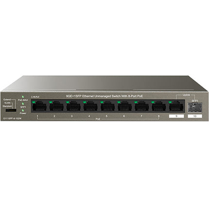 G1110PF-8-102W 9GE+1SFP Ethernet Unmanaged Switch With 8-Port PoE-IP-COM-World Wide Wireless