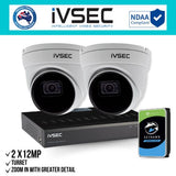 IVSEC Security Kit: 2x 12MP Turret, 3.6mm, 8CH NVR, HDD