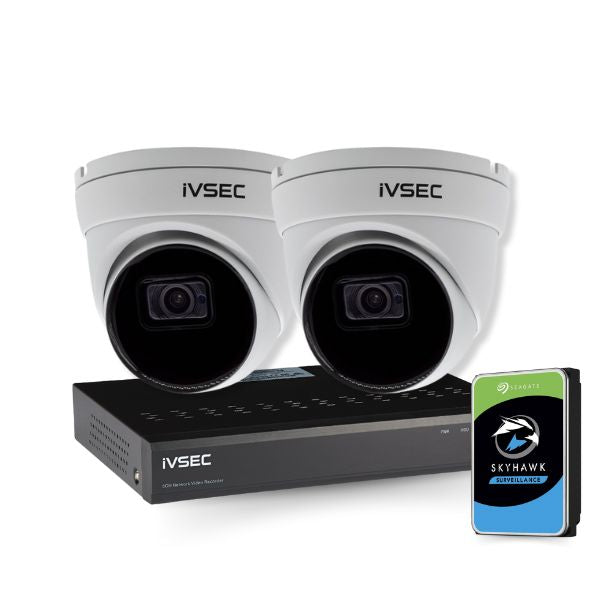 IVSEC Security Kit: 2x 12MP Turret, 3.6mm, 8CH NVR, HDD