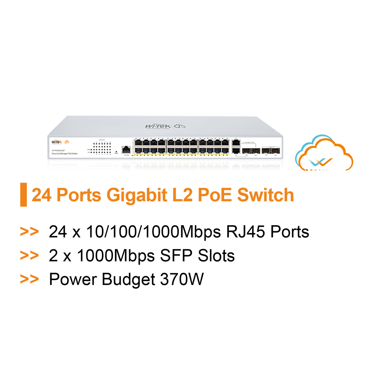 Wi-Tek WI-PCMS328GF V2 Giga Cloud Managed 24 Ports PoE Switch V2