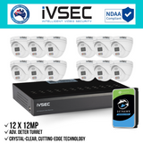 IVSEC Security Kit: 12x 12MP Adv. Deter Turret, 3.6mm, 16CH NVR, HDD