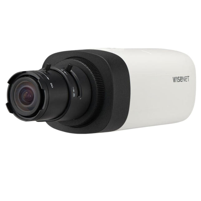 Hanwha Wisenet 2MP Indoor Box Camera, H.265, 30fps, WDR, DC-Iris, No Lens - HAN-QNB-6002