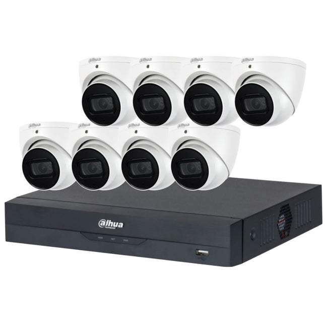 Dahua 8-Channel Security Kit: 16MP WizSense AI NVR, 8 X 5MP Lite Turret, Starlight, SMD