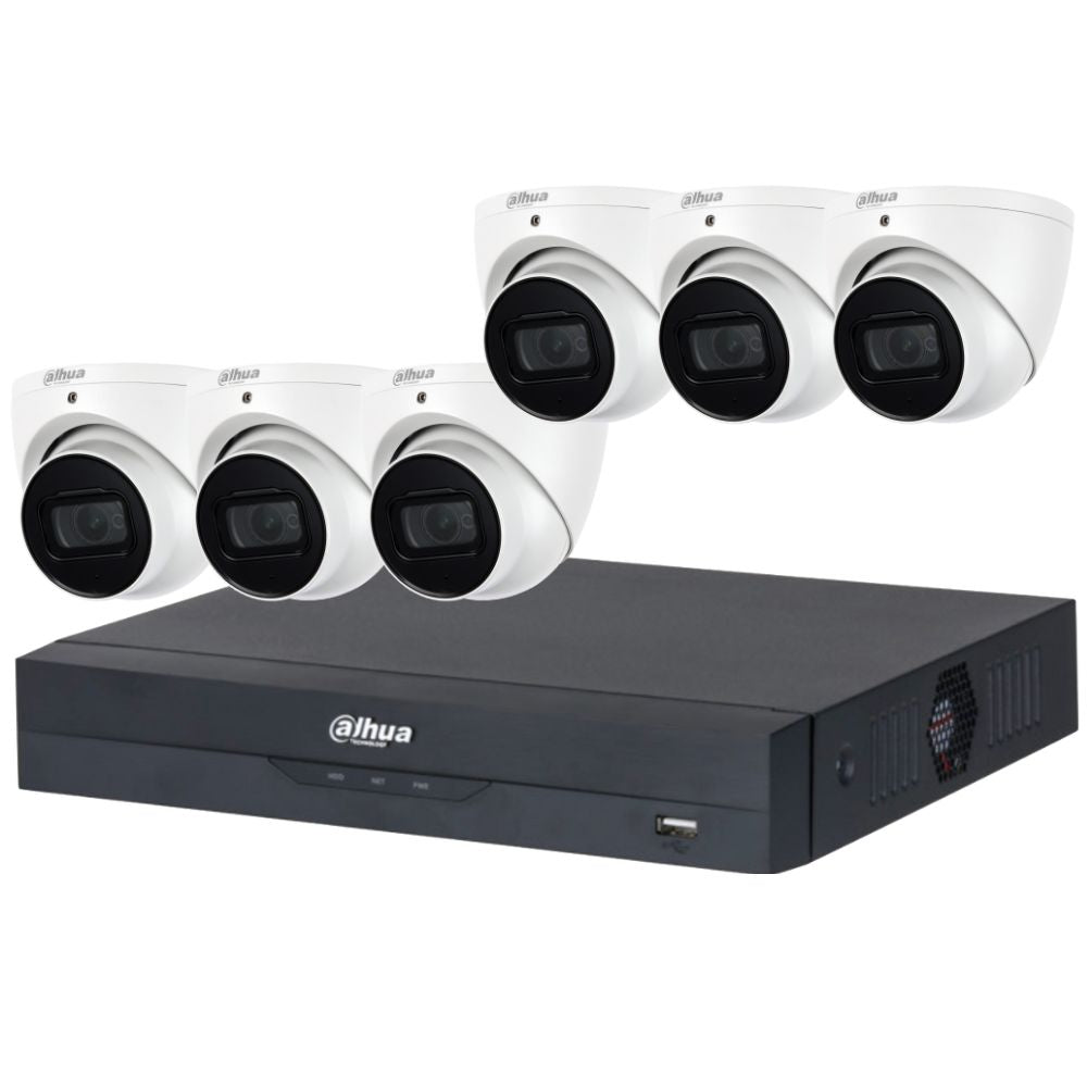 Dahua 8-Channel Security Kit: 16MP WizSense AI NVR, 6 X 5MP Lite Turret, Starlight, SMD