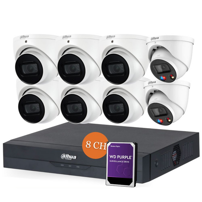 Dahua TiOC x 3X66 Security System: 2x TiOCs + 6x 6MP AI Cams, 8CH WizSense NVR + HDD