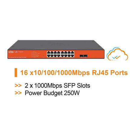 Wi-Tek Cloud Easy Smart 16 Ports PoE Switch-WI-PCES318GF