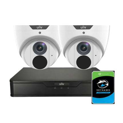 Uniview LightHunter Security System: 2x 6MP Turret Cams, 4CH 4K NVR + HDD