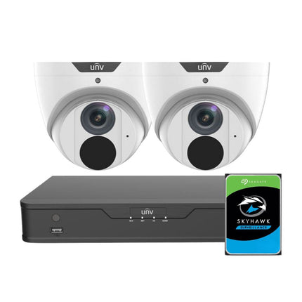 Uniview LightHunter Security System: 2x 6MP Turret Cams, 4CH 4K NVR + HDD