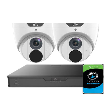 Uniview LightHunter Security System: 2x 6MP Turret Cams, 4CH 4K NVR + HDD