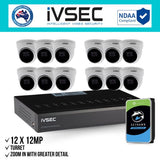 IVSEC Security Kit: 12x 12MP Turret, 3.6mm, 16CH NVR, HDD