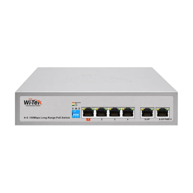 Wi-Tek 4FE+2FE uplink 250m Long Range 4 PoE Switch - WI-PS205 V3