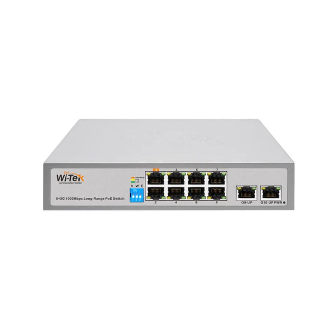 Wi-Tek 8FE+2FE uplink 250m Long Range 8 Ports PoE Switch - WI-PS210G V3