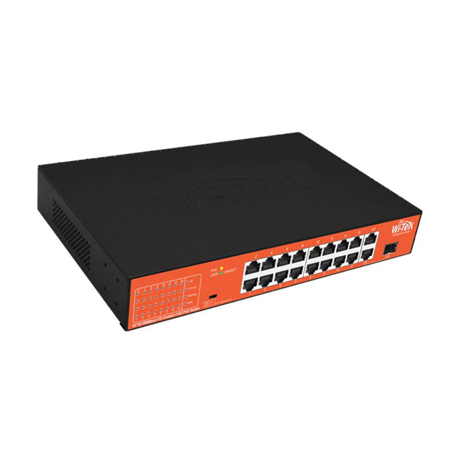 Wi-Tek 250M Long Range PoE Switch with 16Port PoE- WI-PS518GH