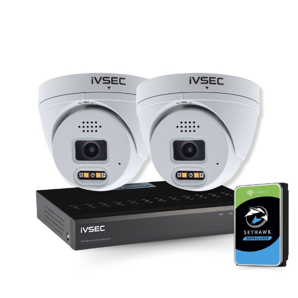 IVSEC Security Kit: 2x 4MP Adv. Deter Turret, LX Series, 4CH NVR, HDD