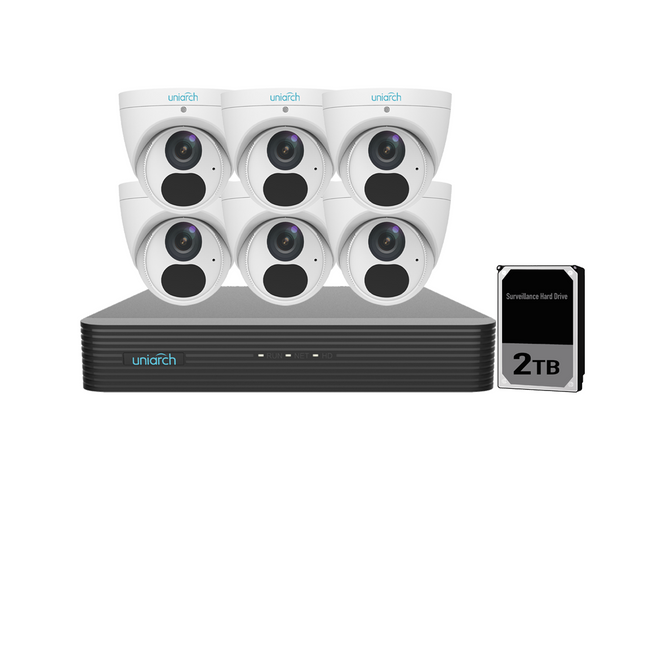 Uniarch 8MP 8CH Kit with 6 x Turret Cameras - 8086T2T