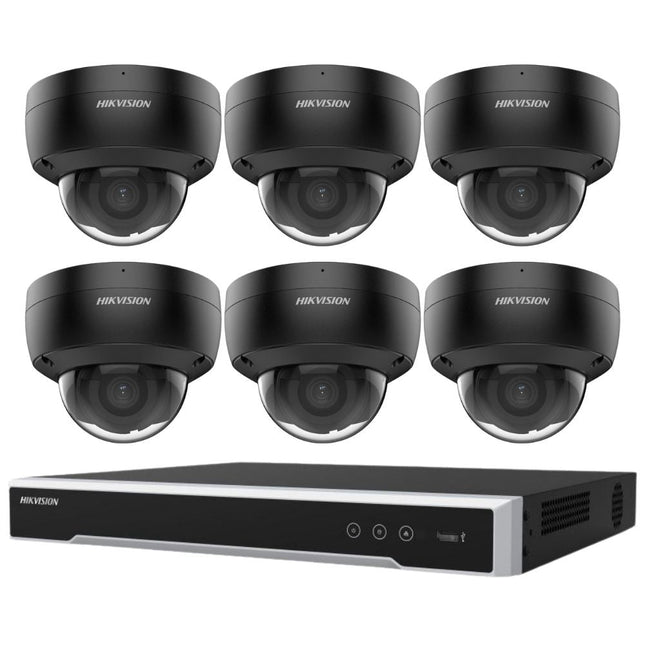 Hikvision Security Kit: 6x 6MP Black Dome, Acusense, 4CH NVR, HDD - HK-G6