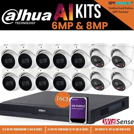 Dahua TiOC x 3X66 Security System: 4x TiOCs + 10x 6MP AI Cams, 16CH WizSense NVR + HDD