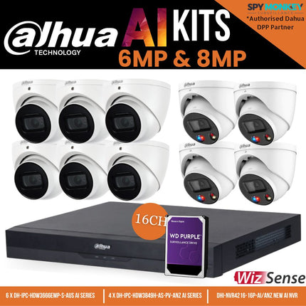 Dahua TiOC x 3X66 Security System: 4x TiOCs + 6x 6MP AI Cams, 16CH WizSense NVR + HDD